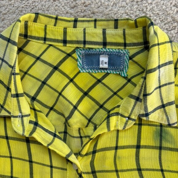 Upcycled reimagined tie dyed plaid lightweight blouse - Picture 5 of 8